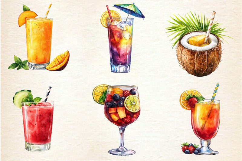 Tropical Beach Drink Summer Clipart Bundle - CraftNest - Digital Crafting and Art