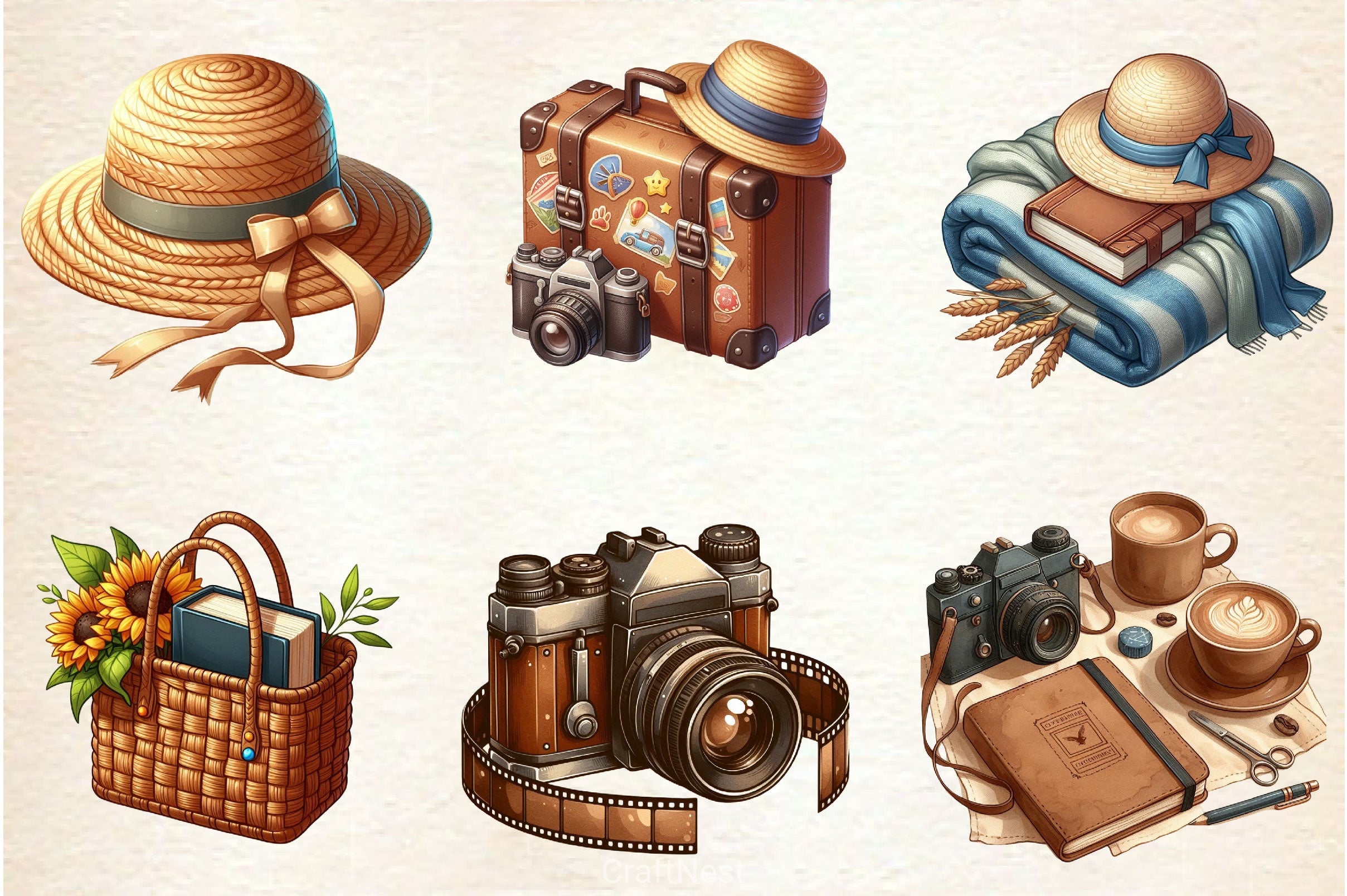 Brown Aesthetic Summer Clipart Bundle - CraftNest - Digital Crafting and Art