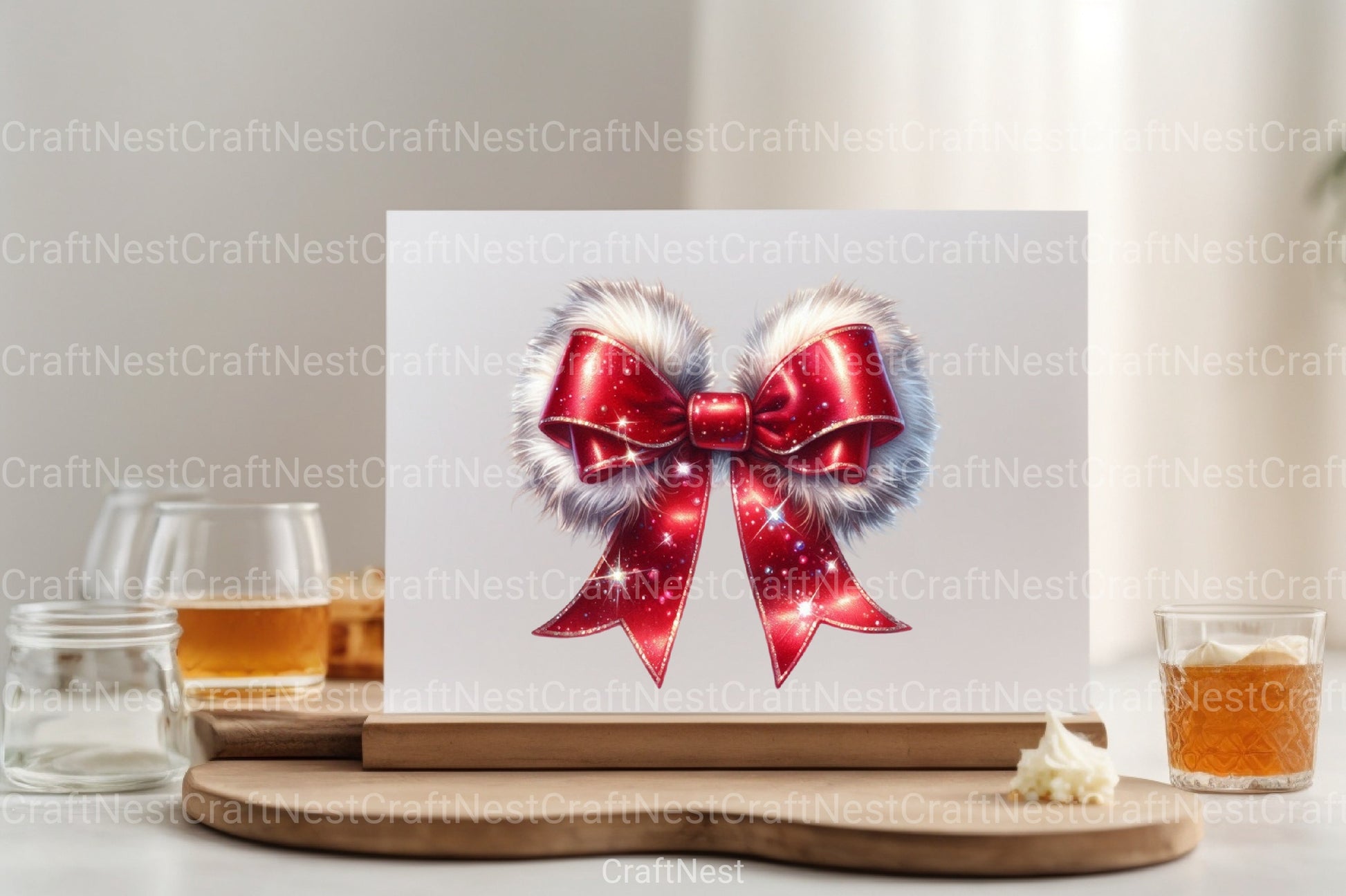 Red Christmas Coquette Bow Santa Clipart Bundle - CraftNest - Digital Crafting and Art