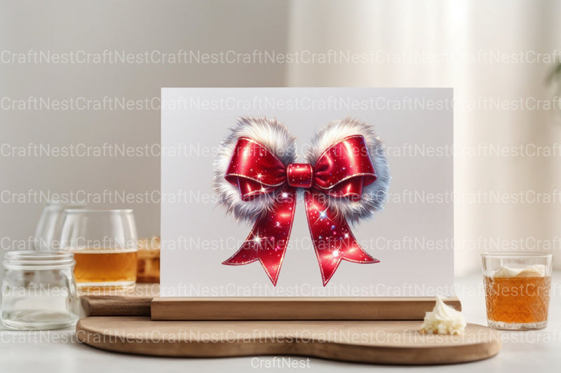 Red Christmas Coquette Bow Santa Clipart Bundle - CraftNest - Digital Crafting and Art