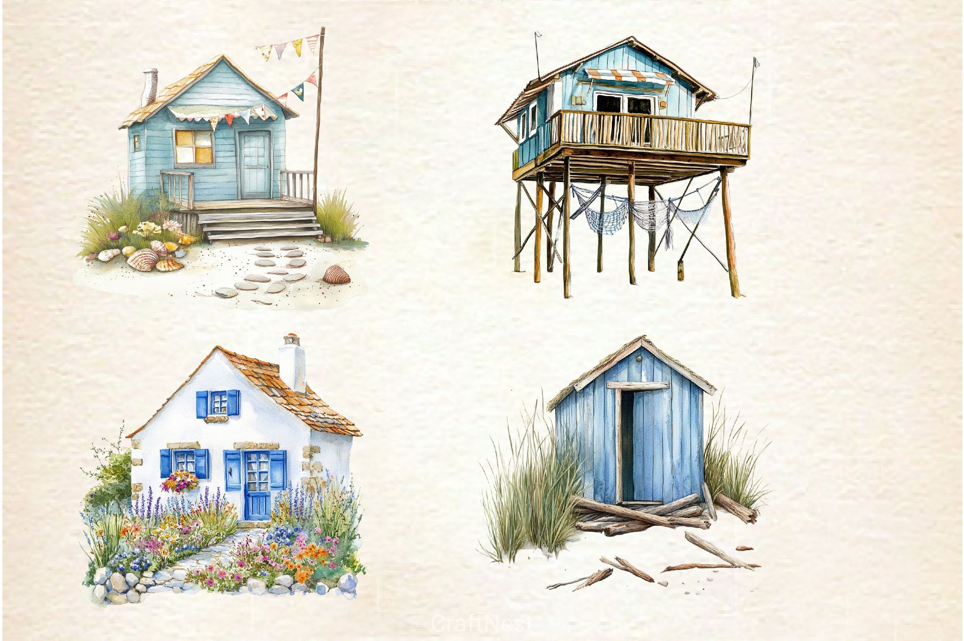 Summer Seaside Cottage Clipart Bundle 2 - CraftNest - Digital Crafting and Art