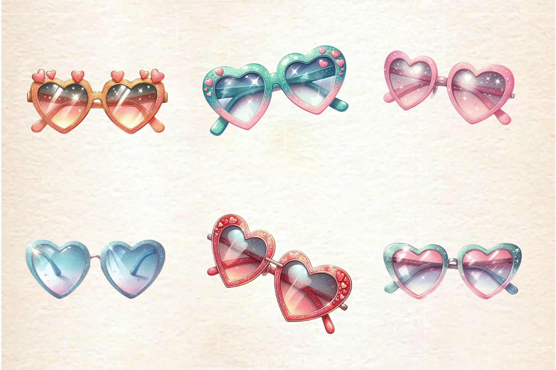 Valentine Heart Sunglasses Clipart Bundle 2 - CraftNest - Digital Crafting and Art