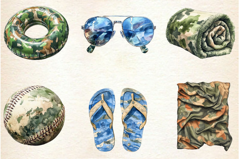 Camouflage Summer Clipart Bundle - CraftNest - Digital Crafting and Art