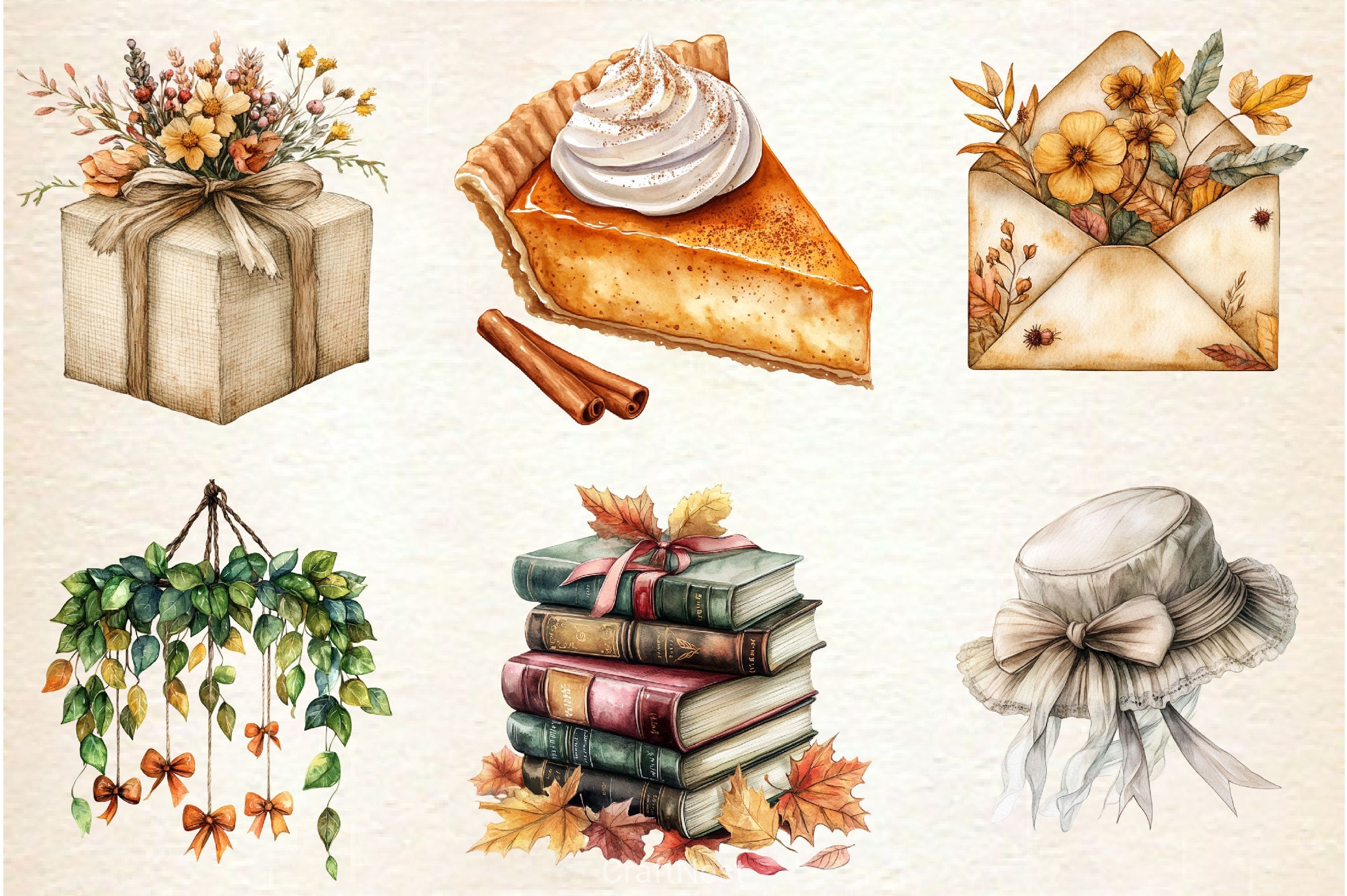 Neutral Rustic Coquette Fall Clipart Bundle 3 - CraftNest - Digital Crafting and Art