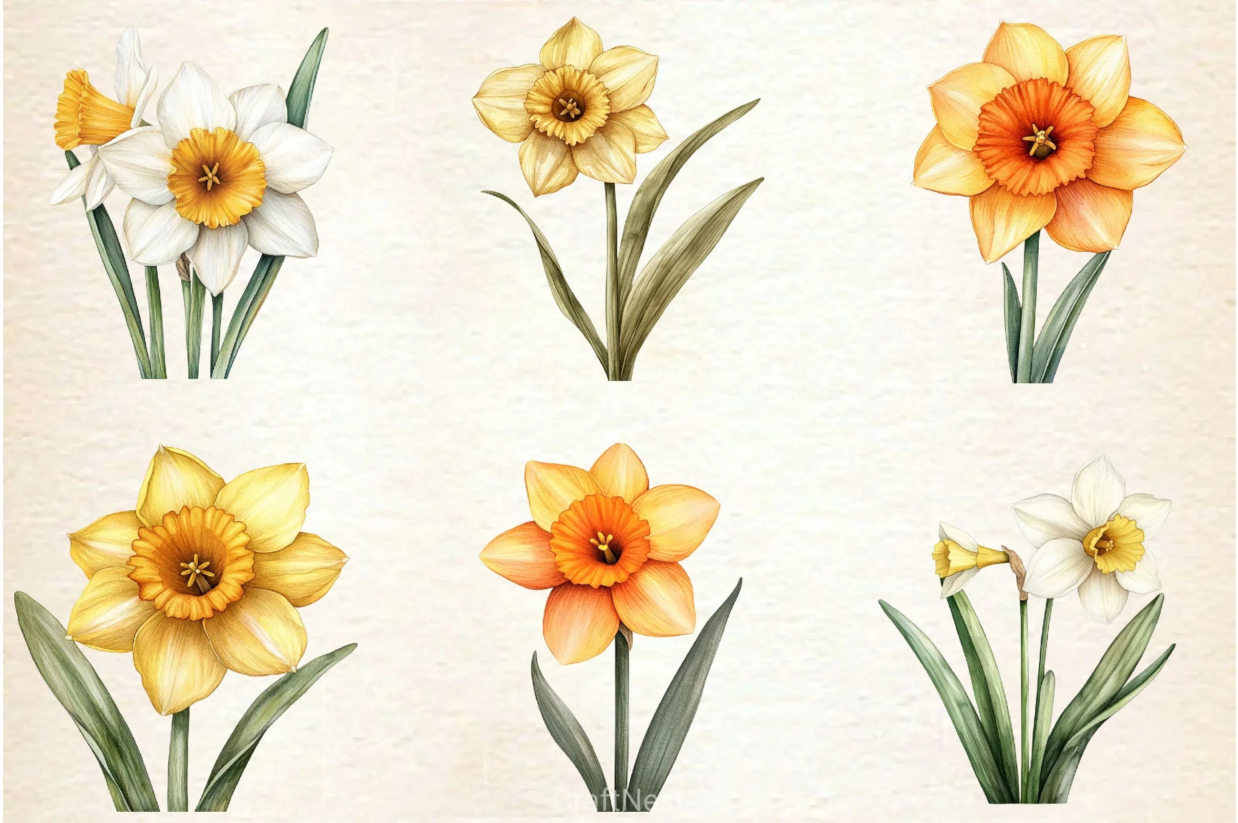 Daffodil Flower Clipart Bundle 2 - CraftNest - Digital Crafting and Art