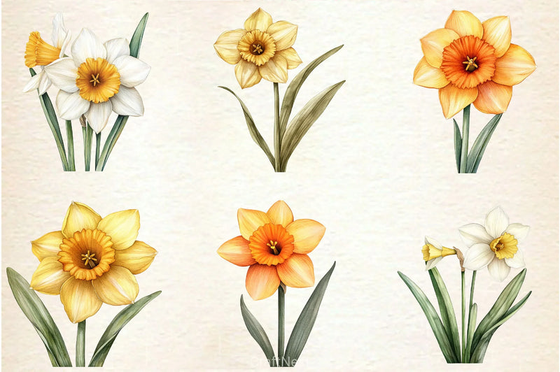 Daffodil Flower Clipart Bundle 2 - CraftNest - Digital Crafting and Art