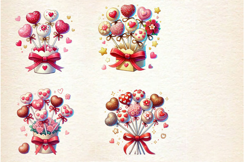 Valentine Cake Pop Bouquet Clipart Bundle - CraftNest - Digital Crafting and Art