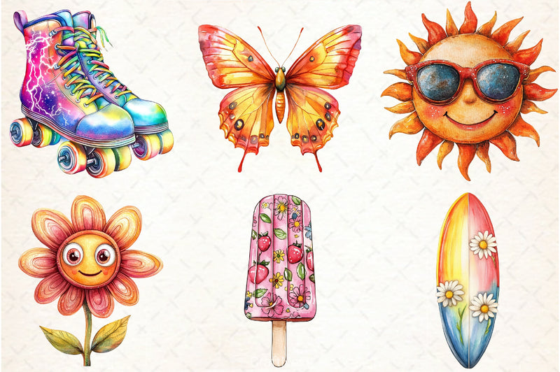 Groovy Summer Clipart Bundle - CraftNest - Digital Crafting and Art