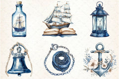 Blue Nautical Clipart Bundle  7 - CraftNest - Digital Crafting and Art