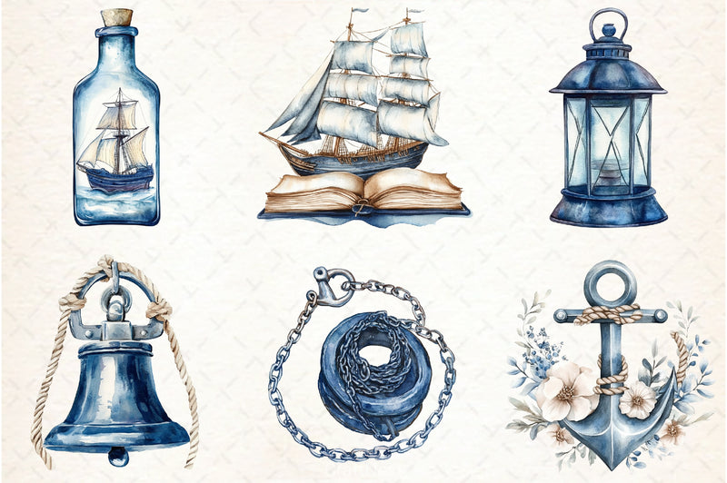 Blue Nautical Clipart Bundle  7 - CraftNest - Digital Crafting and Art
