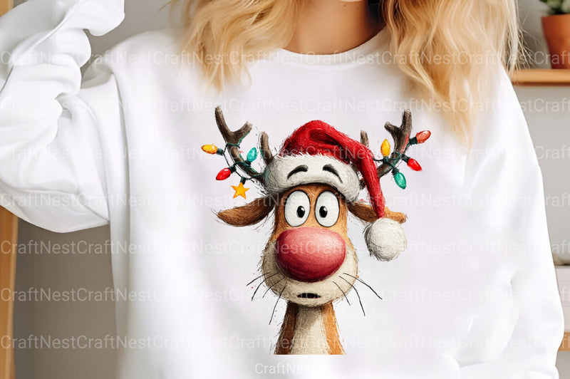 Funny Christmas Reindeer & Tree Clipart Bundle - CraftNest - Digital Crafting and Art