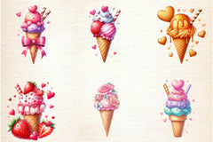 Valentine Love Ice Cream Cone Clipart Bundle 2 - CraftNest - Digital Crafting and Art