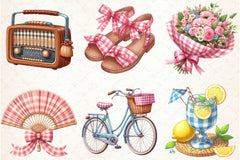 Bohemian Pink Gingham Clipart Bundle 8 - CraftNest - Digital Crafting and Art