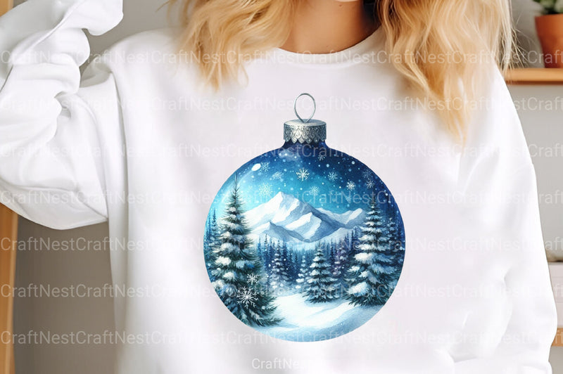 Blue Baubles Christmas Tree Ornaments Clipart Bundle - CraftNest - Digital Crafting and Art