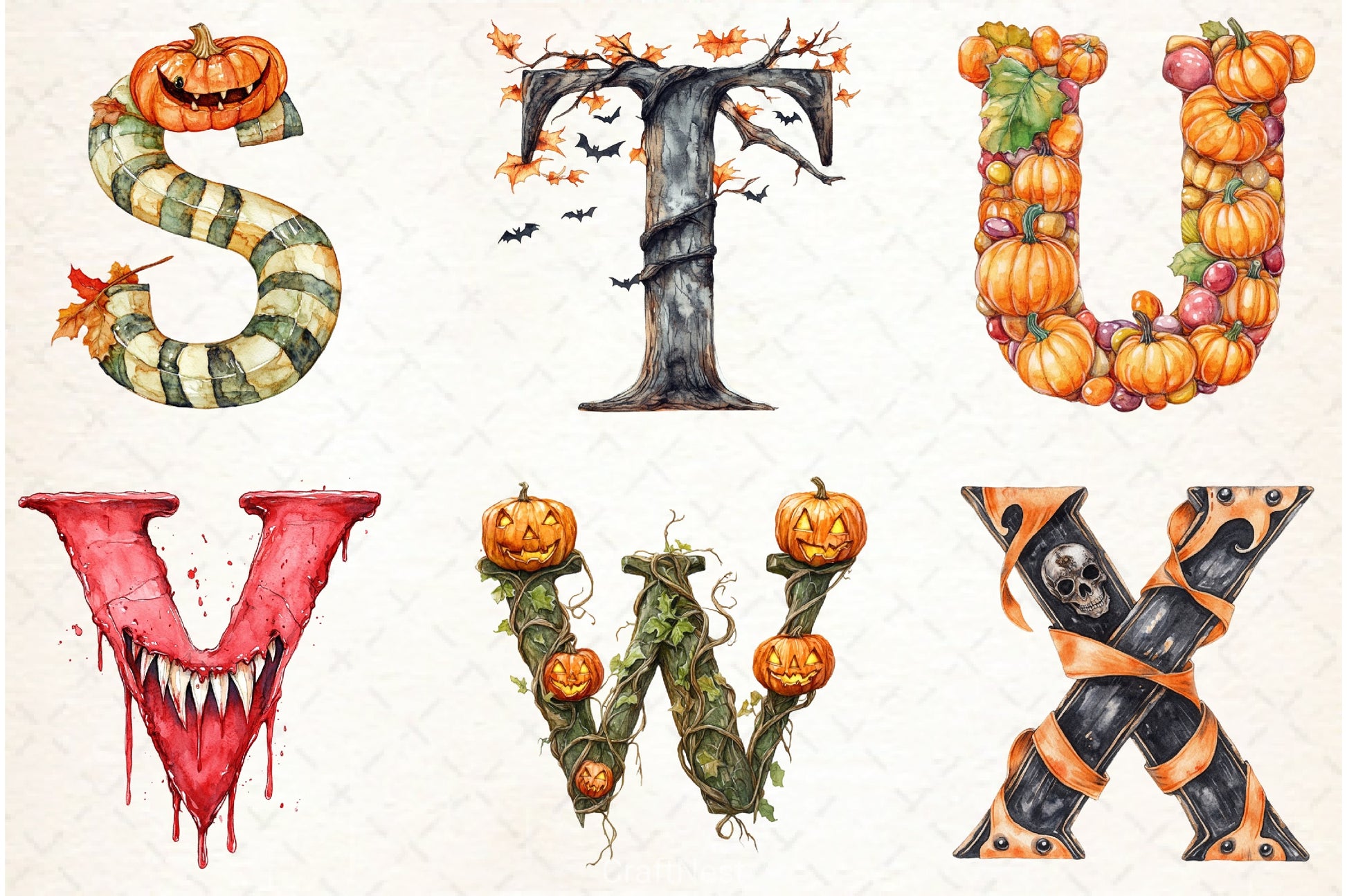 Halloween Alphabet Clipart Bundle 2 - CraftNest - Digital Crafting and Art