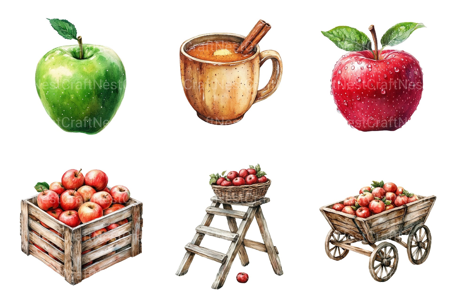 Falling Apples Clipart Bundle 99 - CraftNest - Digital Crafting and Art