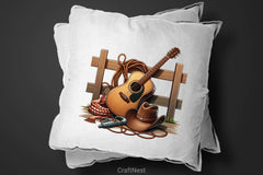 Guitar Cowboy Hat Fence Clipart Bundle - CraftNest - Digital Crafting and Art