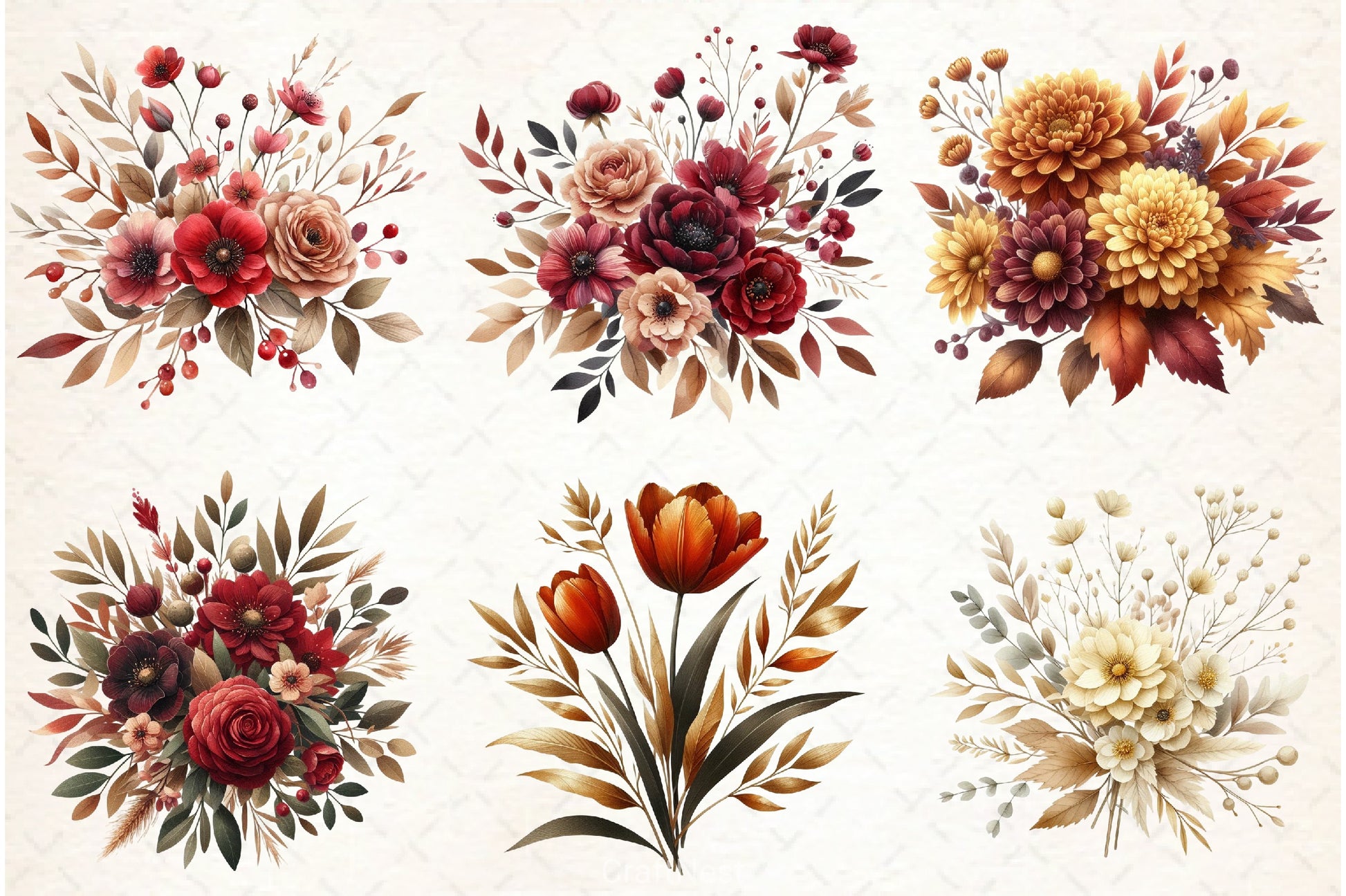 Fall Floral Clipart Bundle - CraftNest - Digital Crafting and Art