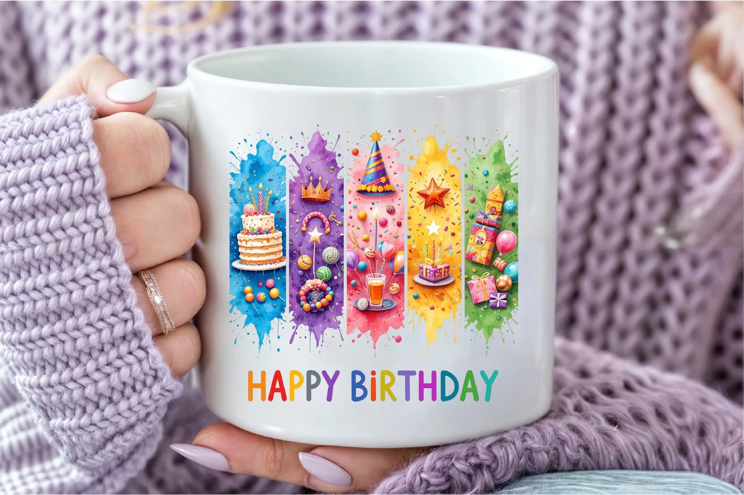 Happy Birthday Brushstroke Design Clipart Bundle - CraftNest - Digital Crafting and Art