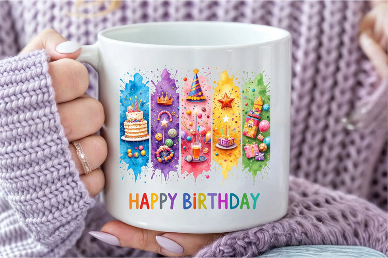 Happy Birthday Brushstroke Design Clipart Bundle - CraftNest - Digital Crafting and Art