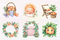 Cute Peaches Garden Fruit Clipart Bundle - CraftNest - Digital Crafting and Art