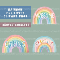 Rainbows Positive Words Clipart Bundle - CraftNest - Digital Crafting and Art