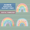 Rainbows Positive Words Clipart Bundle