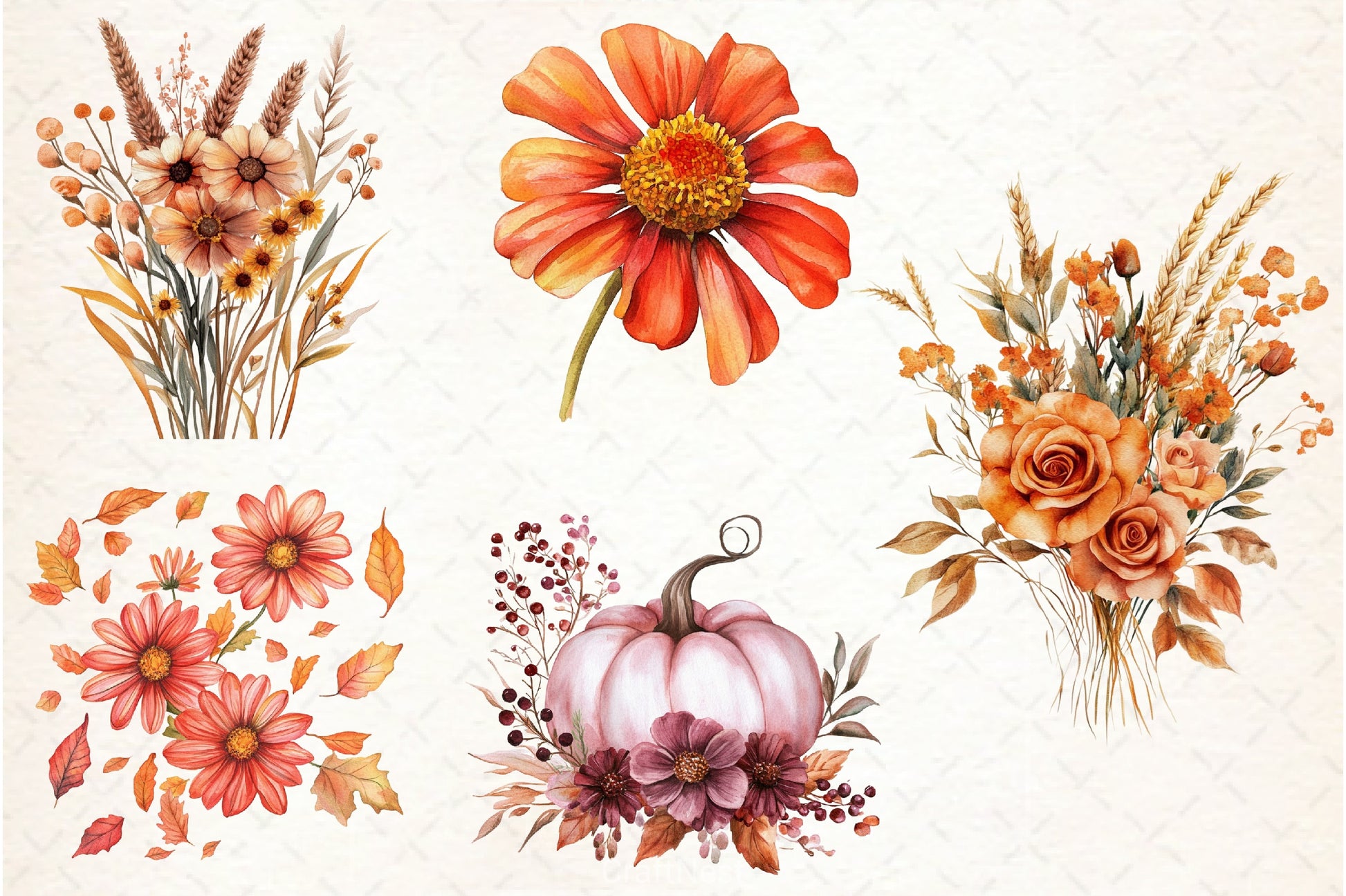 Autumn Flower Clipart Bundle - CraftNest - Digital Crafting and Art