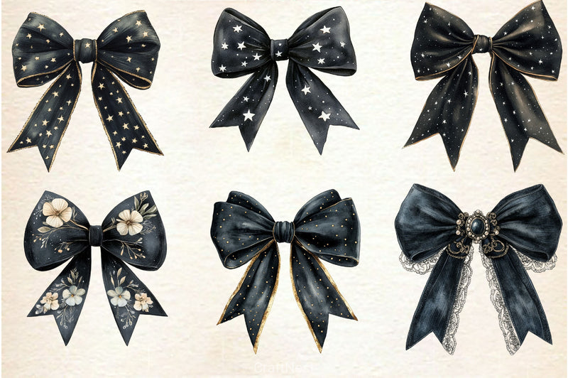 Black Month Bow Clipart Bundle - CraftNest - Digital Crafting and Art
