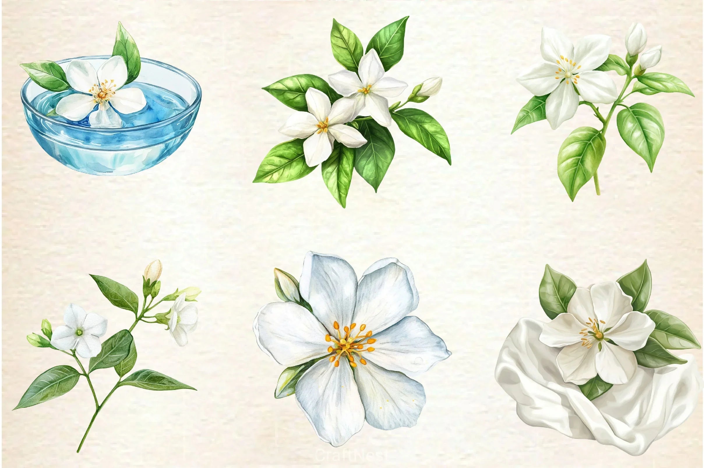 Spring Jasmine Flower Clipart Bundle 5 - CraftNest - Digital Crafting and Art