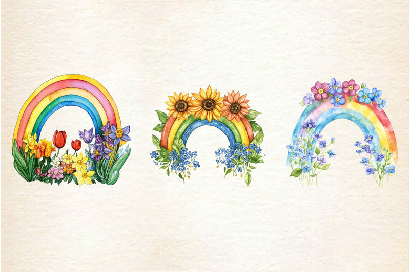 Floral Spring Rainbow Clipart Bundle 2 - CraftNest - Digital Crafting and Art