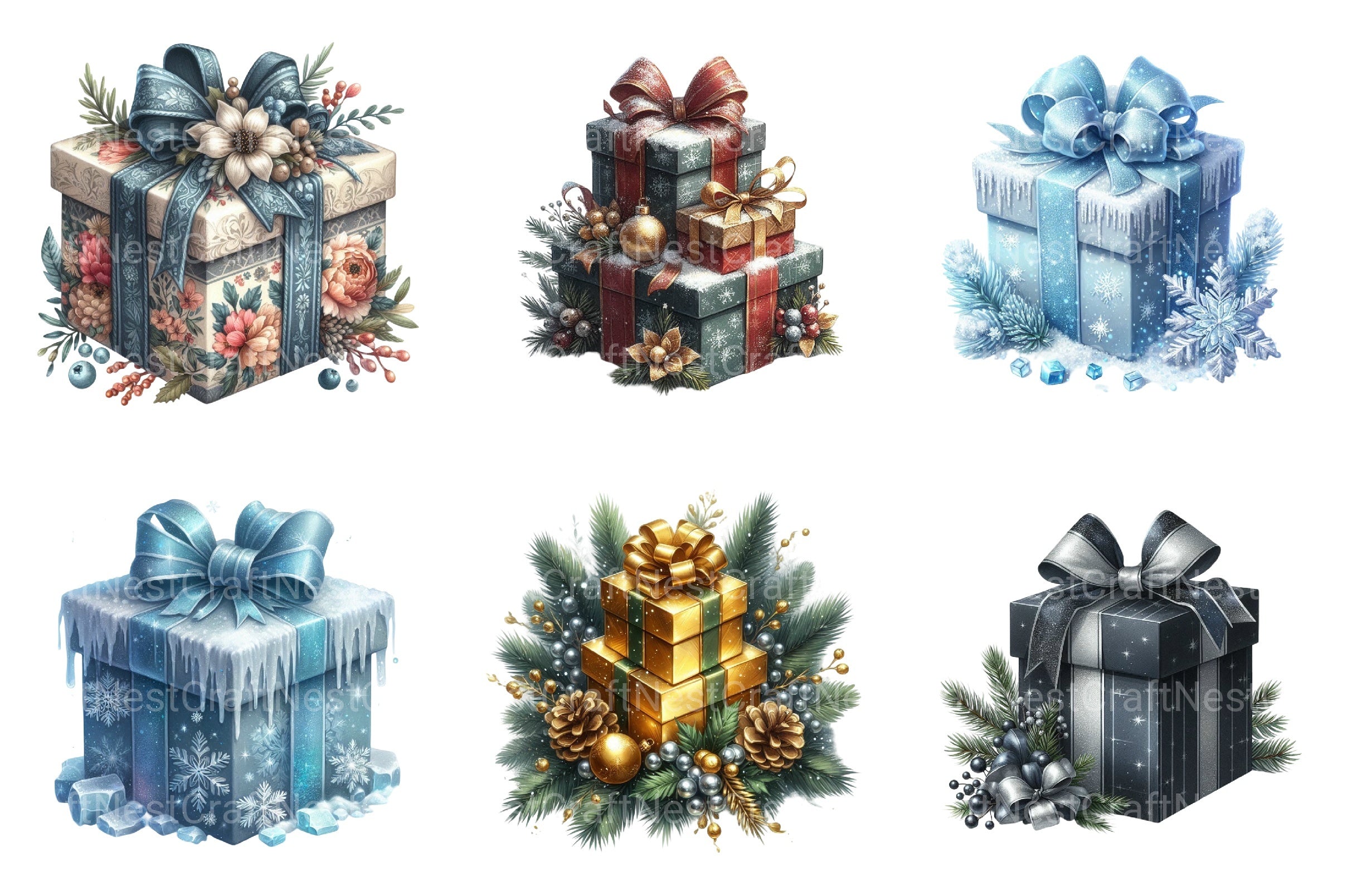 Christmas Presents & Gifts Clipart Bundle for Commercial Use - CraftNest - Digital Crafting and Art