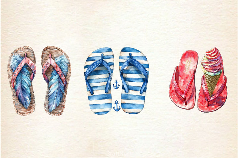 Beach Flip Flops Clipart Bundle - CraftNest - Digital Crafting and Art