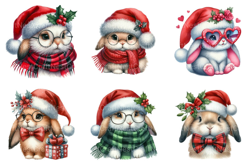 Christmas Bunny Clipart Bundle - CraftNest - Digital Crafting and Art
