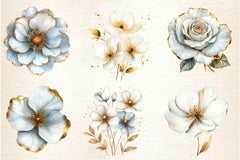 White And Gold Abstract Flower Clipart Bundle - CraftNest - Digital Crafting and Art