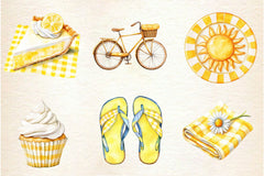 Yellow Gingham Summer Clipart Bundle - CraftNest - Digital Crafting and Art