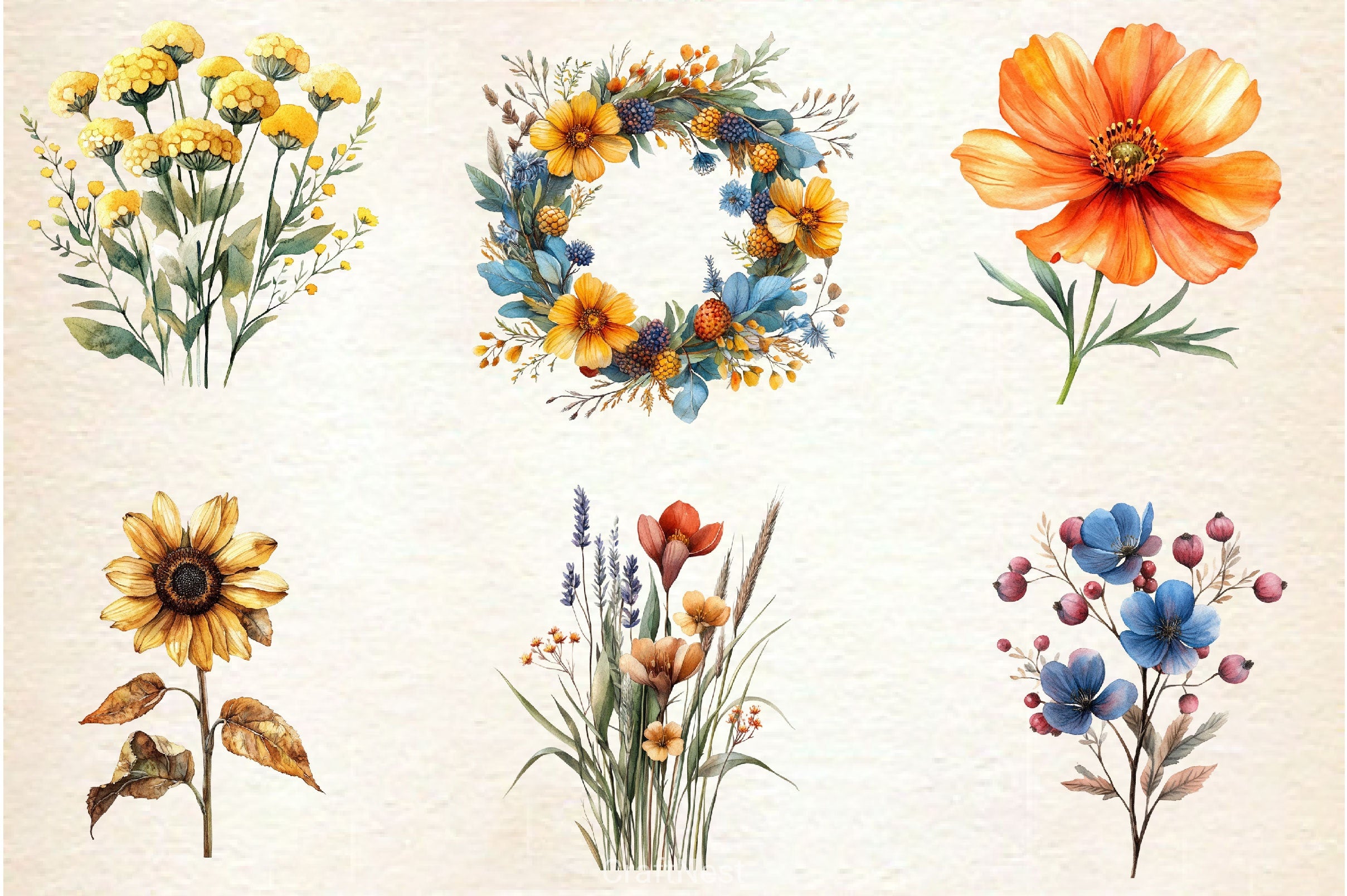 Autumn Wildflowers Clipart Bundle 9 - CraftNest - Digital Crafting and Art