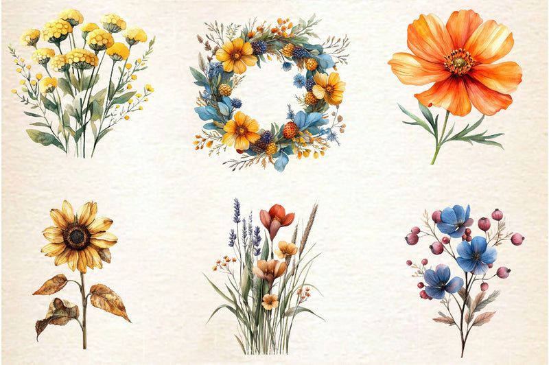 Autumn Wildflowers Clipart Bundle 9 - CraftNest - Digital Crafting and Art
