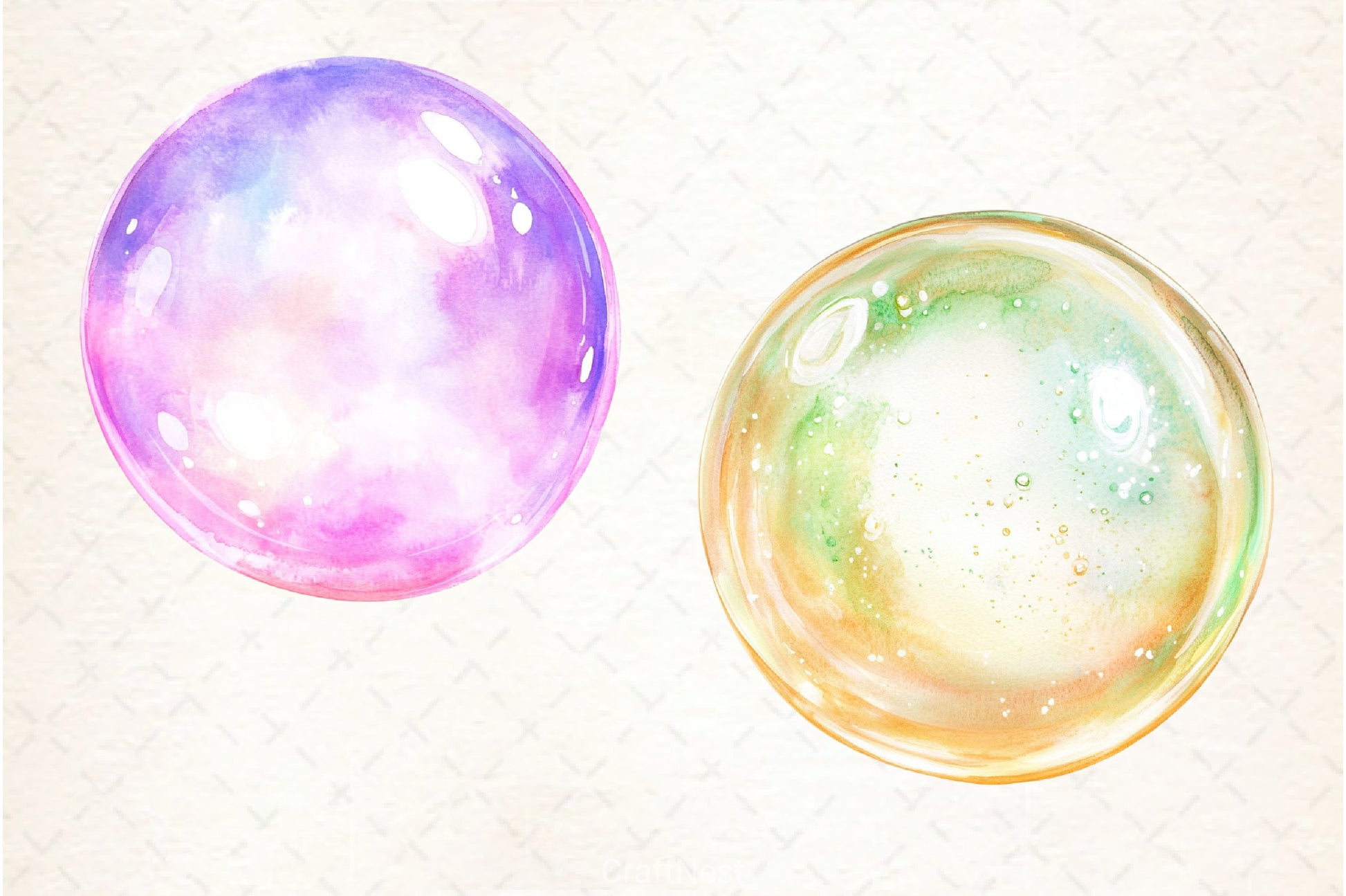 Watercolour Iridescent Bubble Clipart Bundle - CraftNest - Digital Crafting and Art