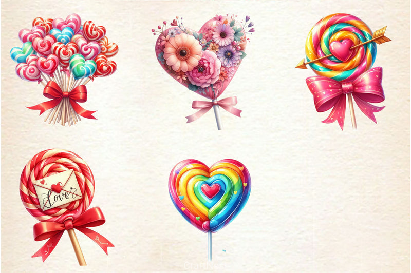 Valentine Lollipops Clipart Bundle 2 - CraftNest - Digital Crafting and Art