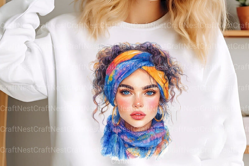 1980s Curly Hair Woman Clipart Bundle - CraftNest - Digital Crafting and Art