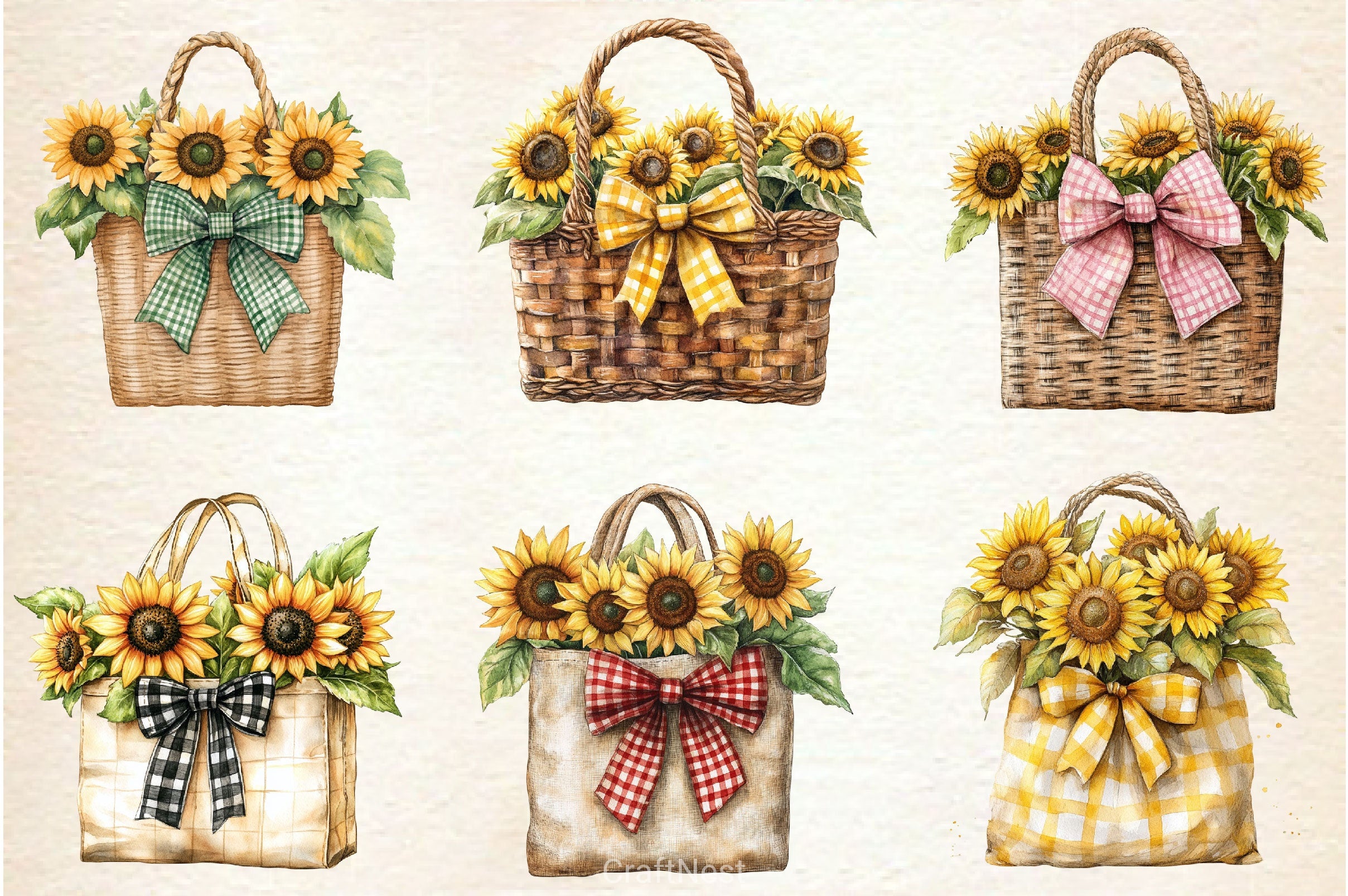 Summer Sunflower With Tote Bag Clipart Bundle - CraftNest - Digital Crafting and Art