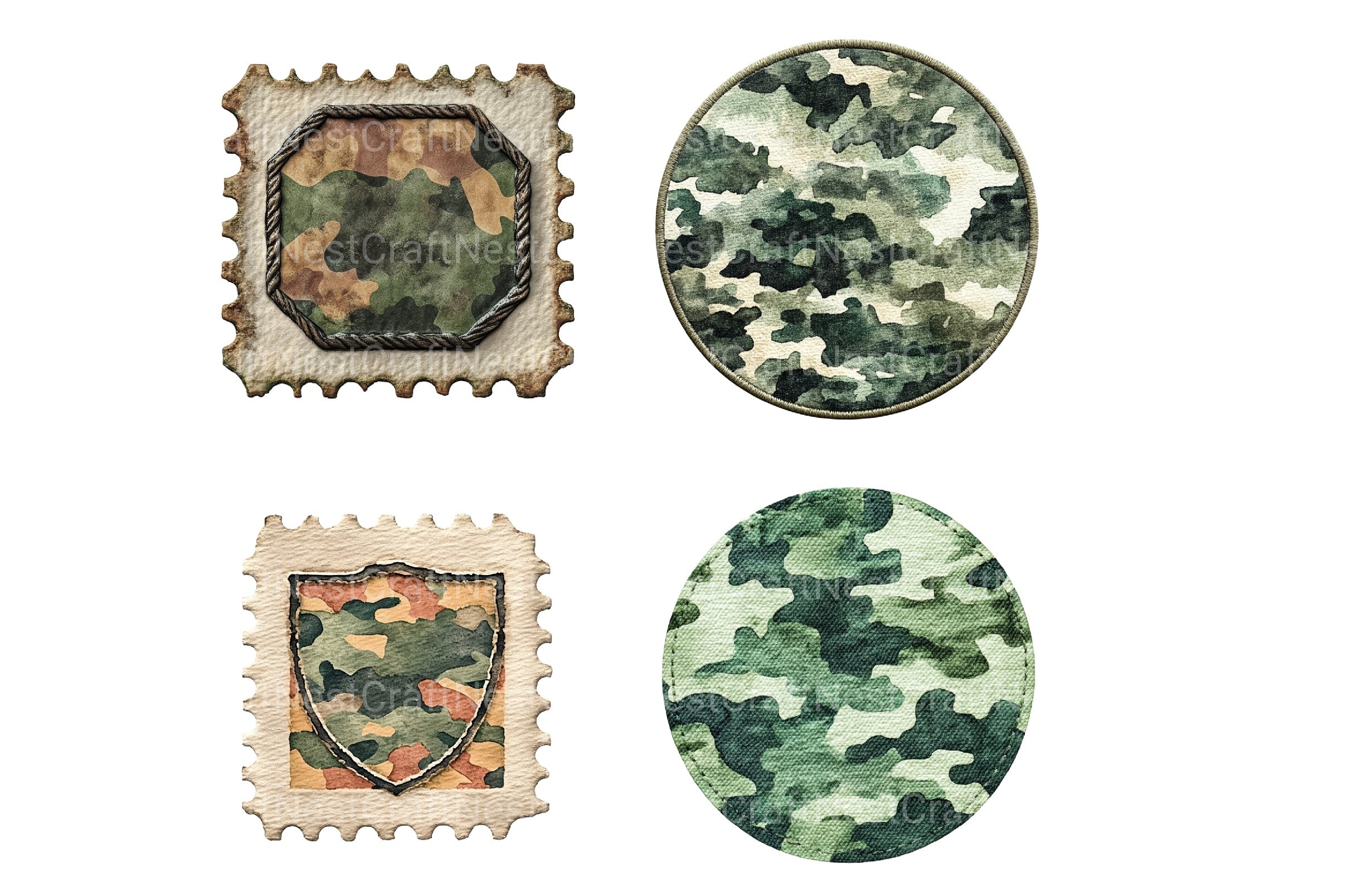 Camo Patches Clipart Bundle - CraftNest - Digital Crafting and Art