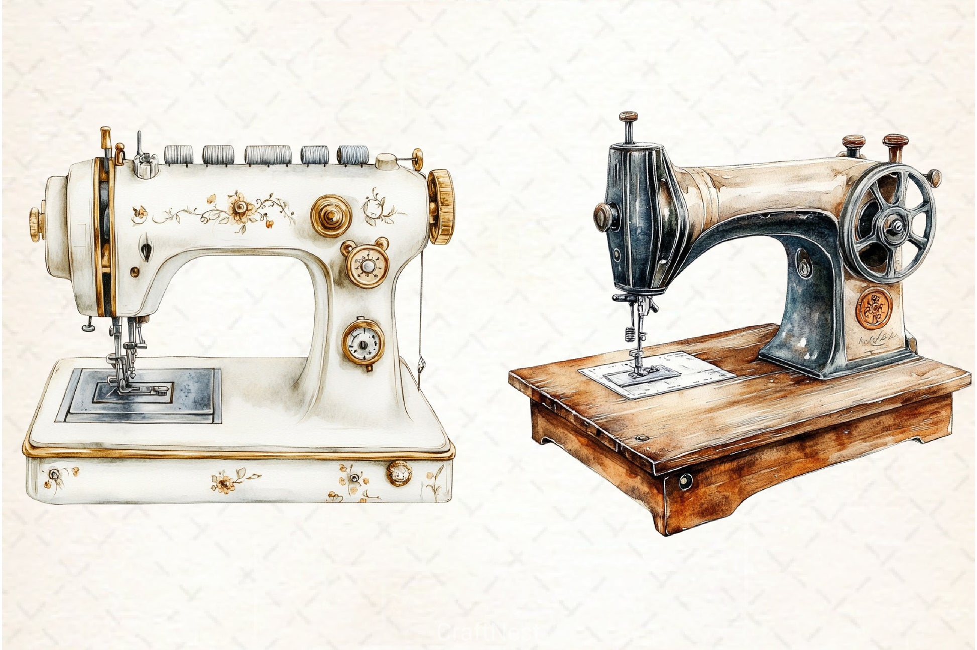 Vintage Sewing Machine Clipart Bundle - CraftNest - Digital Crafting and Art