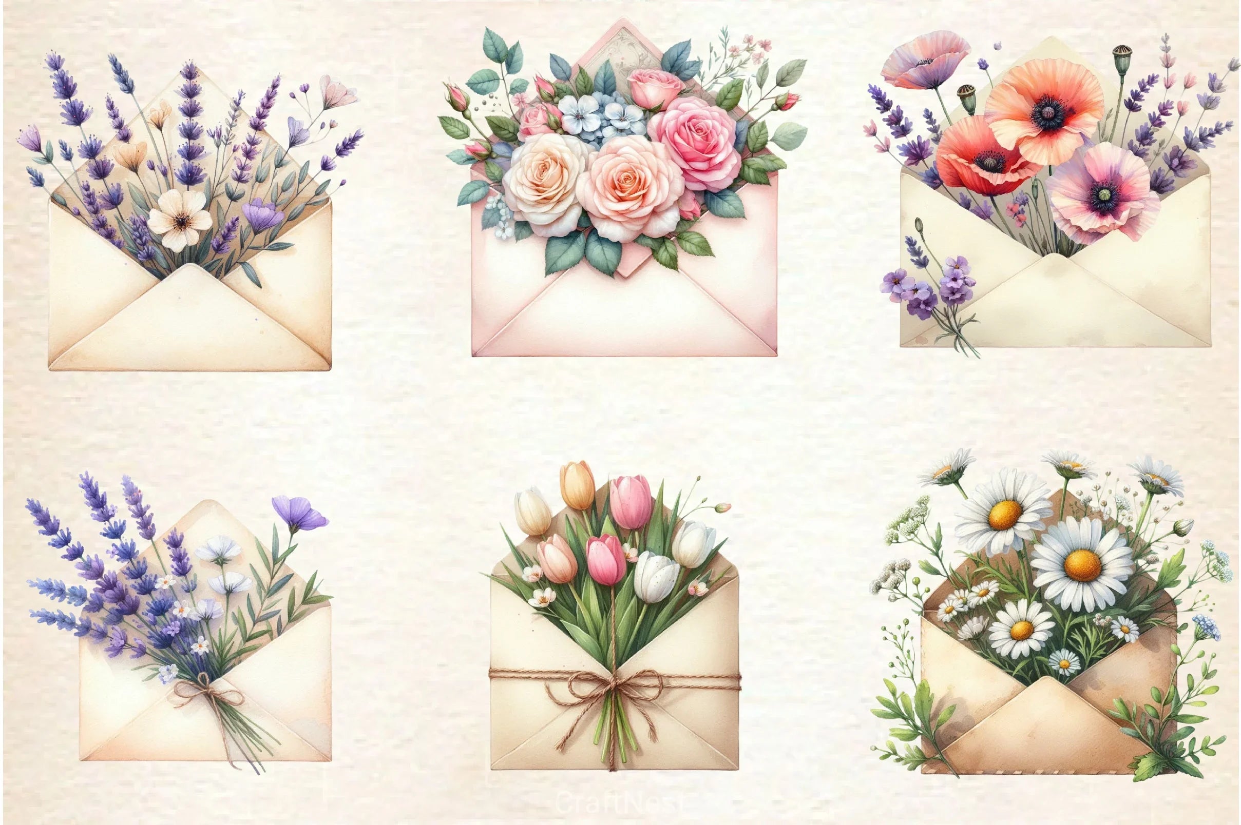 Spring Envelope Flower Letter Clipart Bundle 2 - CraftNest - Digital Crafting and Art