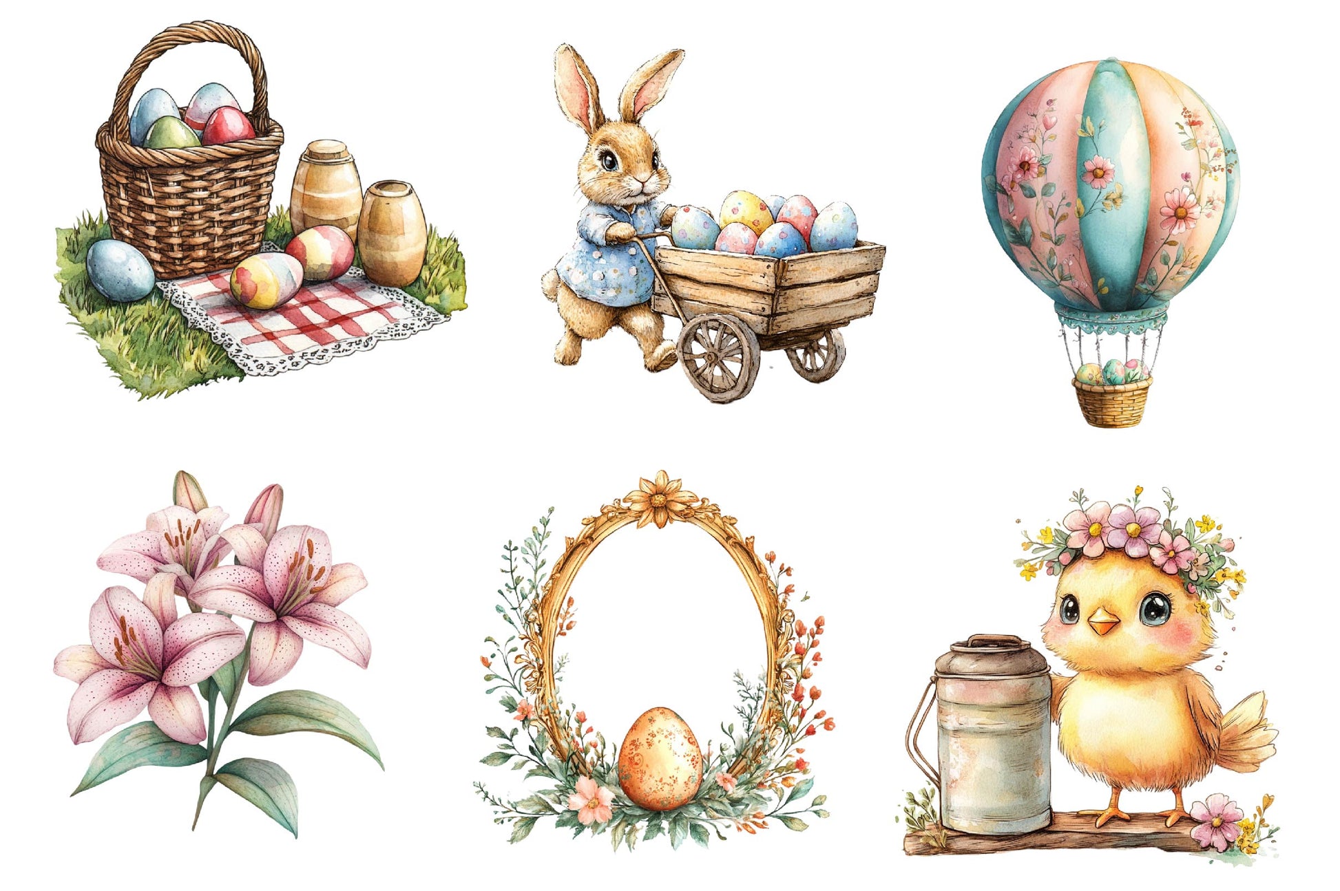 Vintage Easter Illustrations Clipart Bundle - CraftNest - Digital Crafting and Art