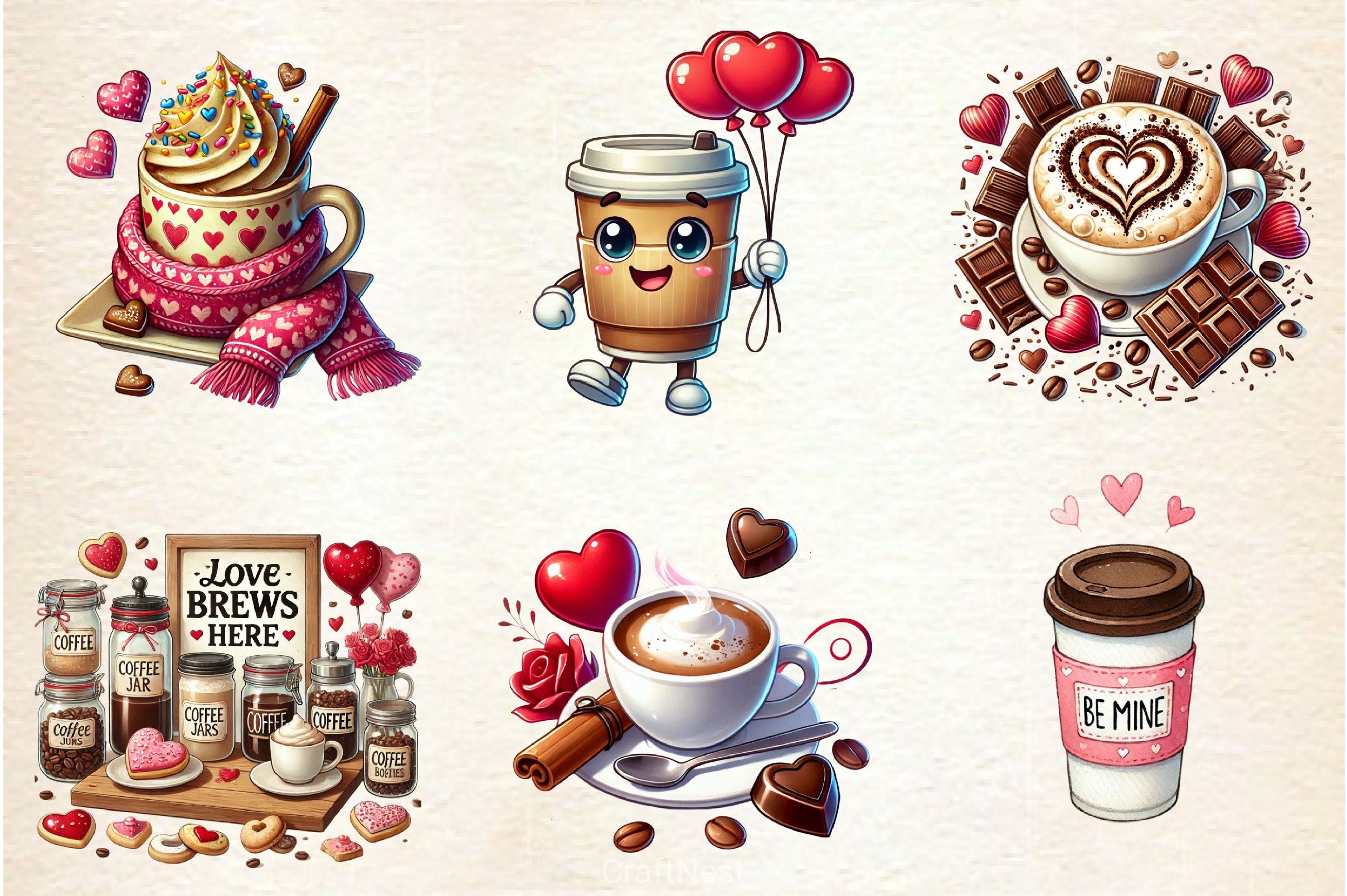 Valentine Day Coffee Clipart Bundle 3 - CraftNest - Digital Crafting and Art