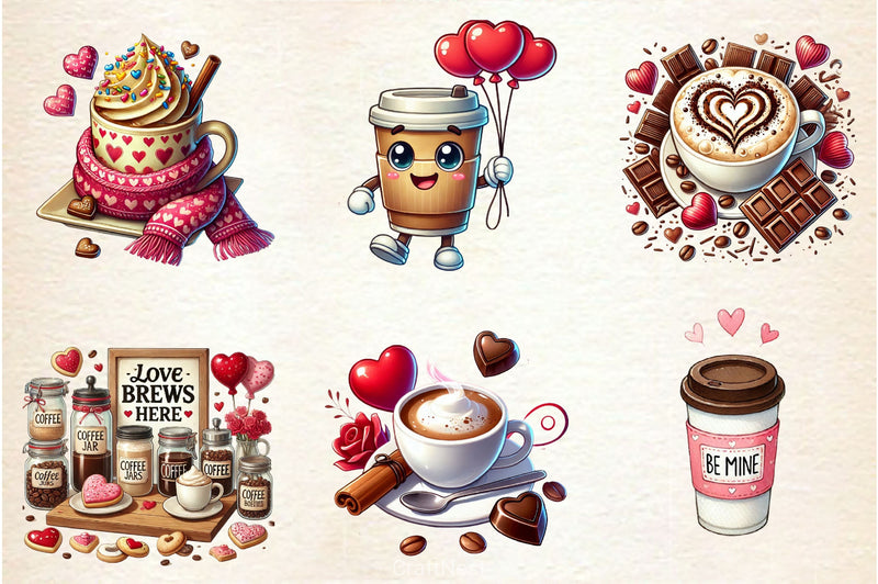 Valentine Day Coffee Clipart Bundle 3 - CraftNest - Digital Crafting and Art