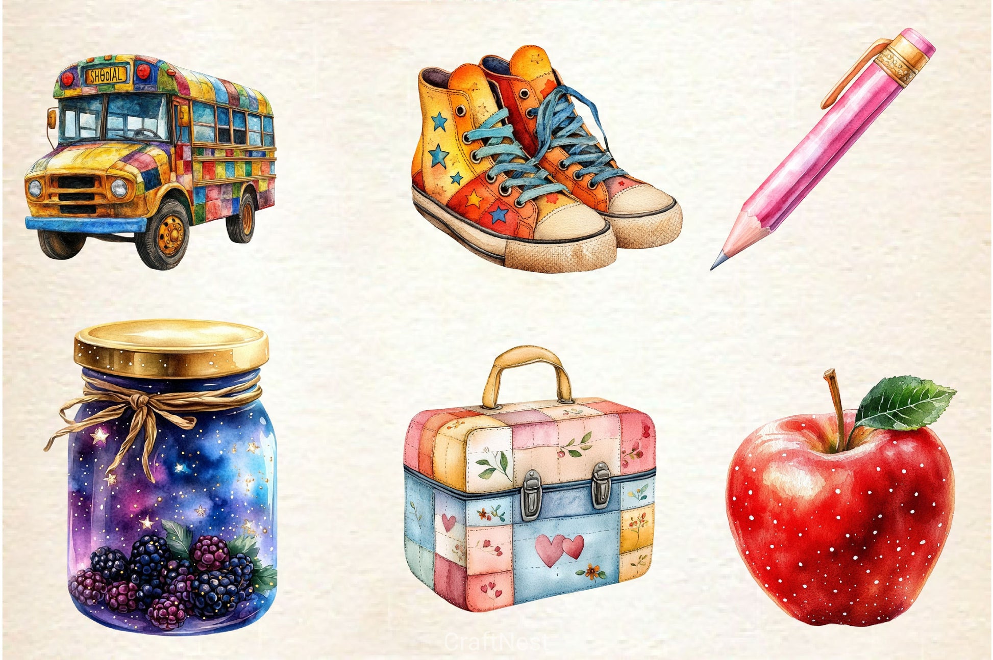 Patchwork Back To School Clipart Bundle - CraftNest - Digital Crafting and Art