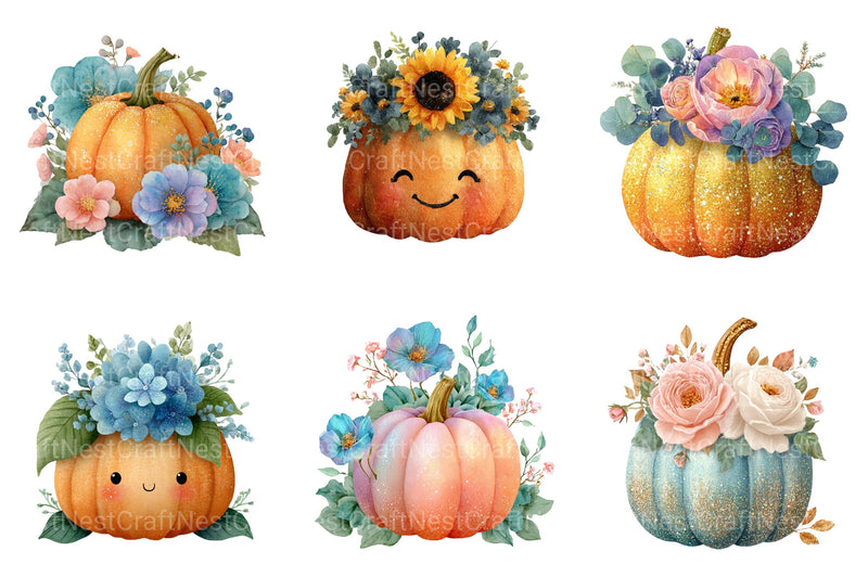Cute Girly Pumpkin Clipart Bundle - CraftNest - Digital Crafting and Art